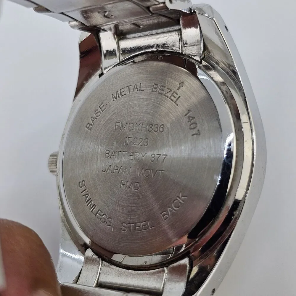 40MM Men's Diamond‎ Watch Blue Dial Gray Bracelet Band 6